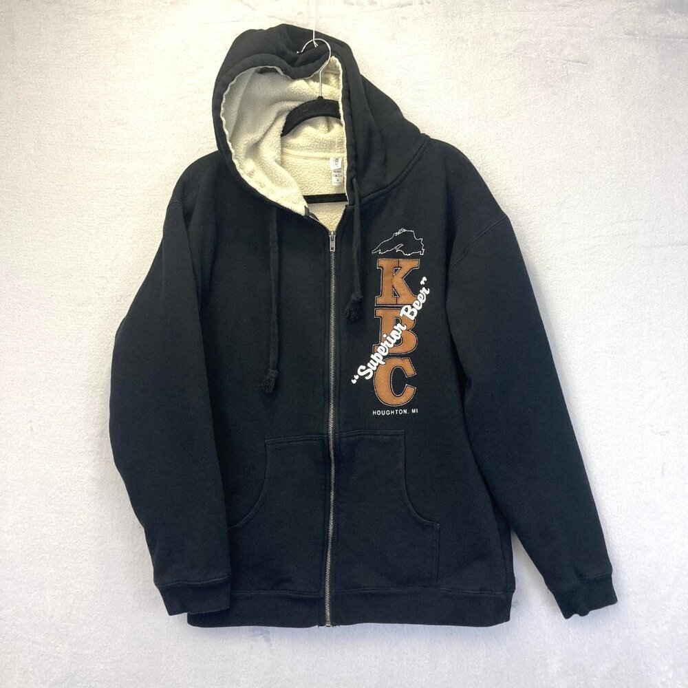 KBC Superior Beer Sherpa Lined Zip Up Hoodie Mens‎ Medium Houghton MI Jacket